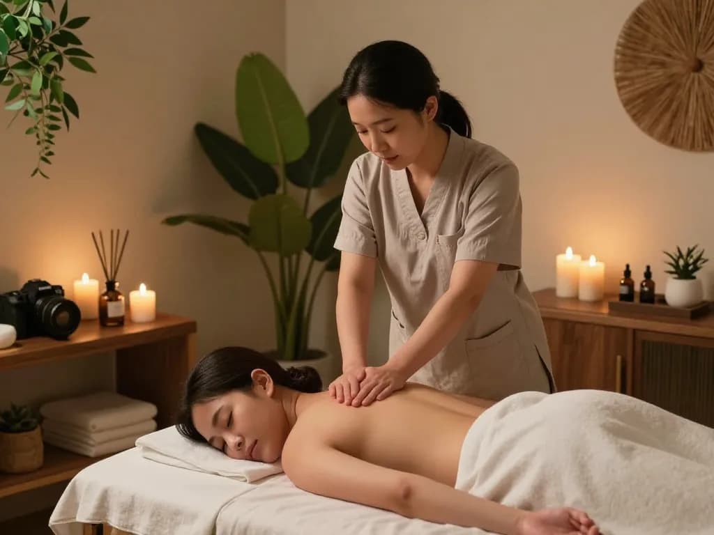 Therapist performing 서초스웨디시 massage in a serene spa environment, promoting relaxation and renewal.