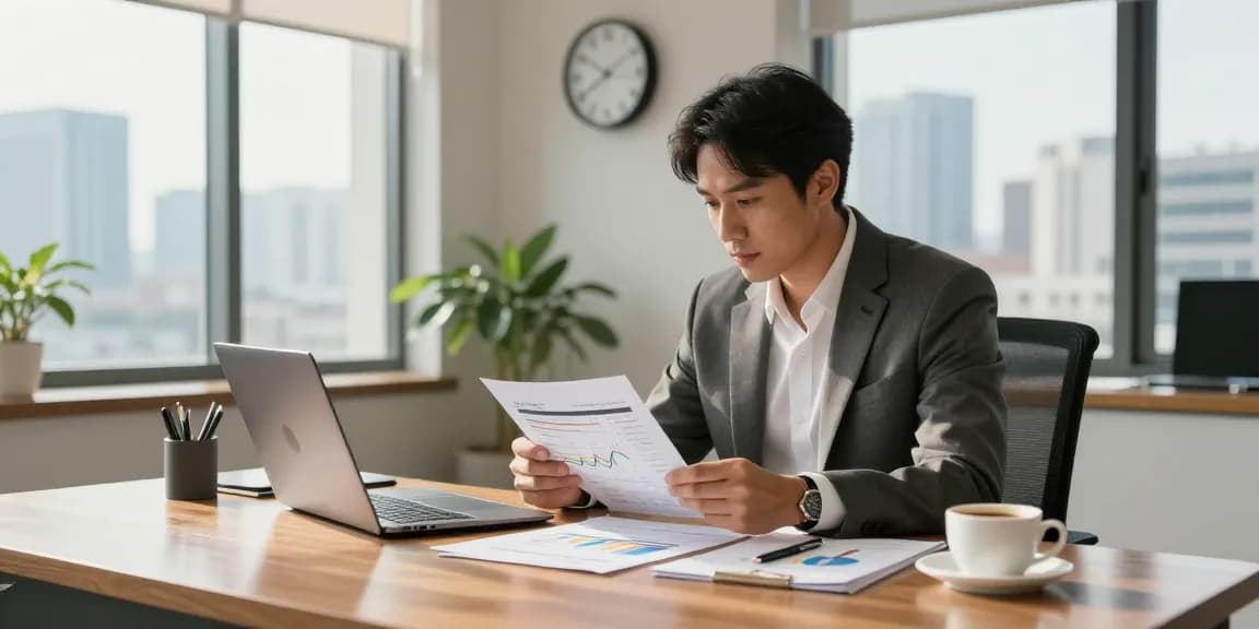 Consultant analyzing 신용카드현금화 strategies in a modern office setting, emphasizing financial expertise.