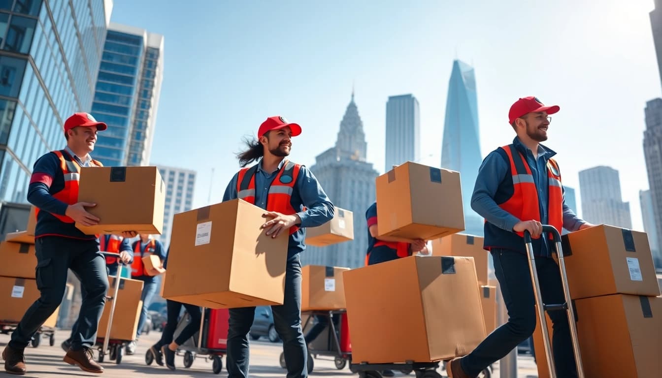 Best Toronto Movers efficiently transporting boxes in downtown Toronto.