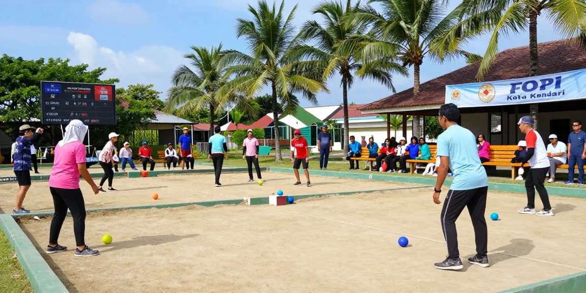 Gambar petanque di fopikotakendari.org dengan pemain dan suasana komunitas yang hidup.