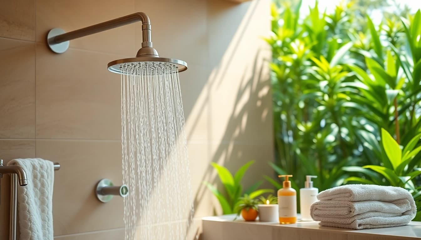 Experience the comfort of sunny shower USA in a luxurious bathroom setting with sleek fixtures.