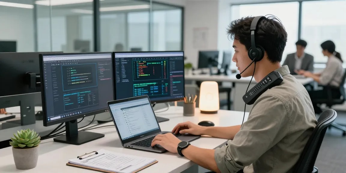 Tech support professional assisting with connectivity issues at https://shs-dome5.com/.