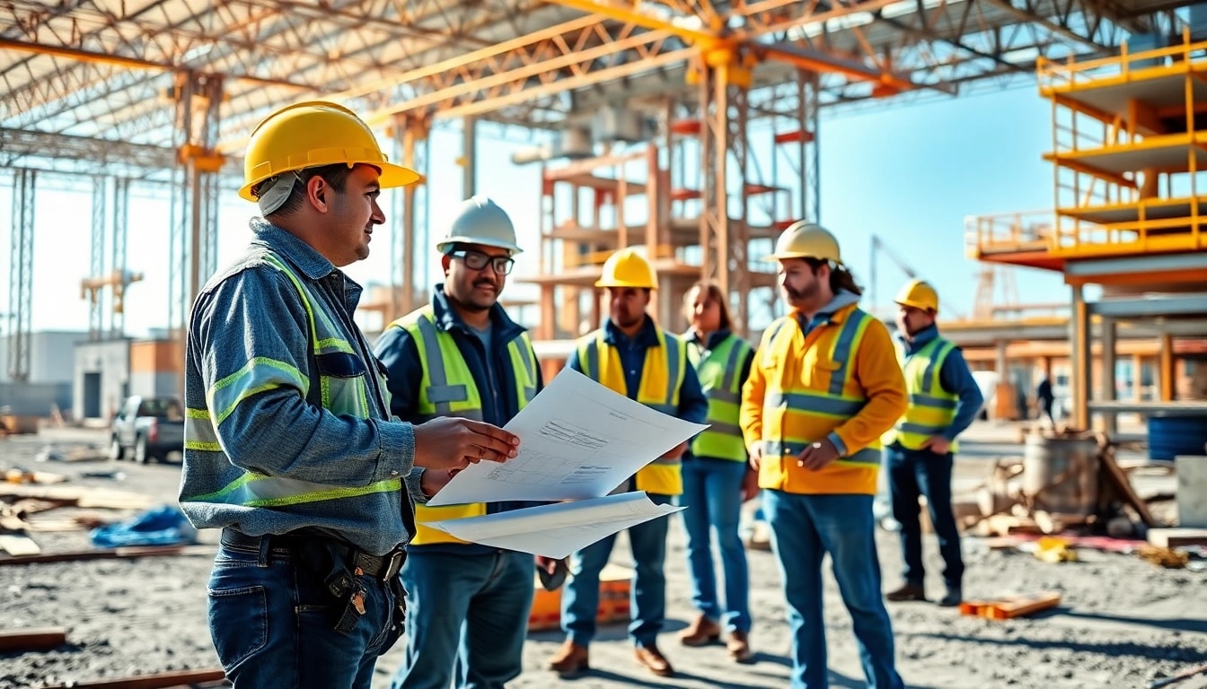 Collaborating workers on construction site represented in Carolina construction news.