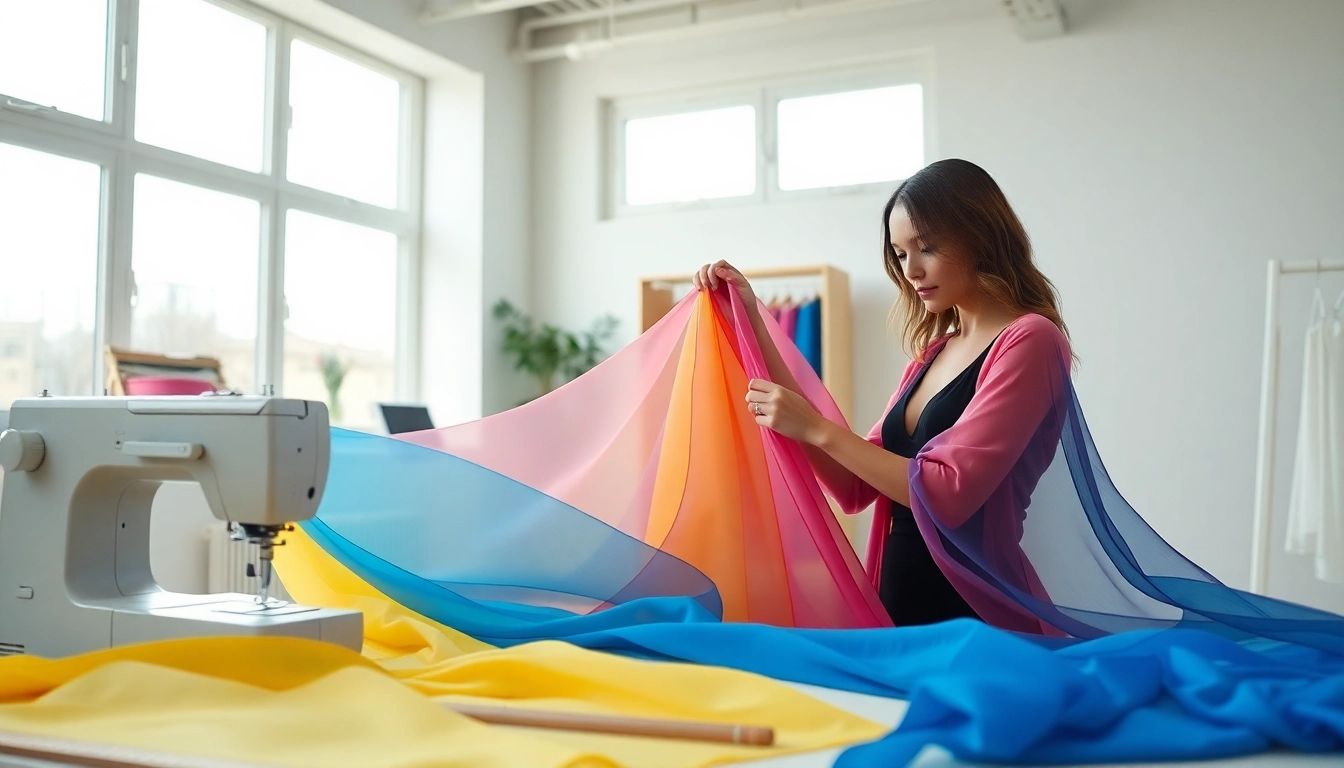 Chiffon stoffen in een modieuze studio, prachtig verlicht met een artistieke sfeer.