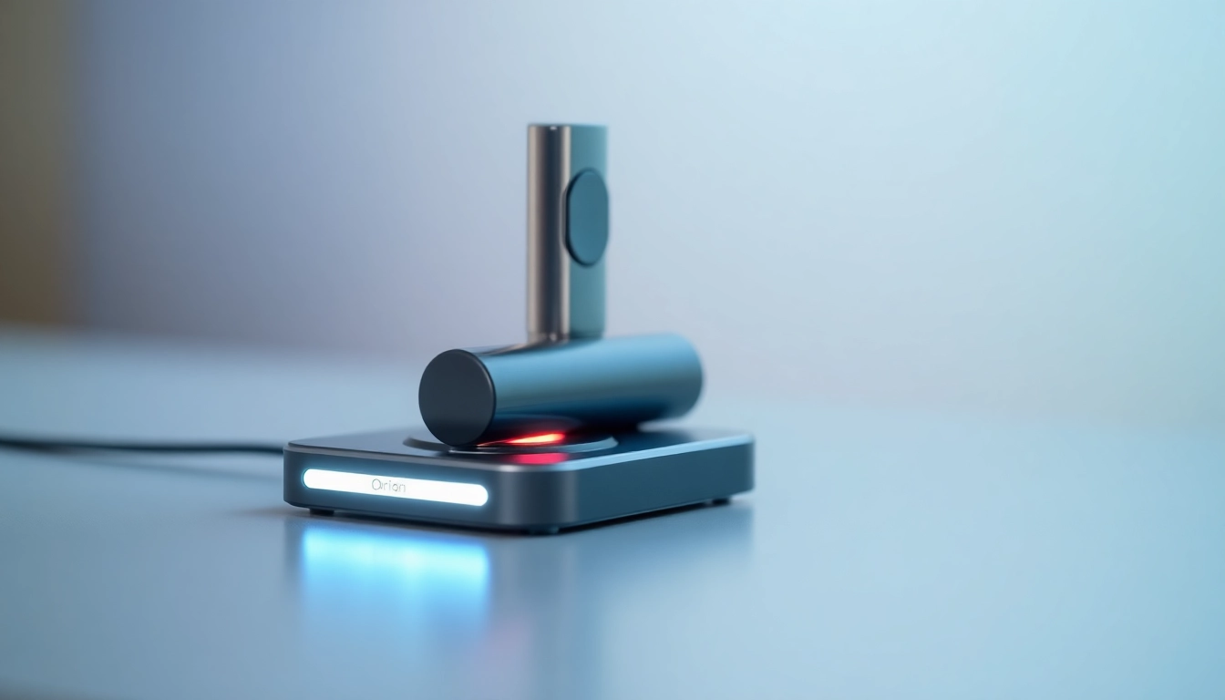 Determine how do i know when my orion vape is charged with a close-up of a charged Orion vape on its station.