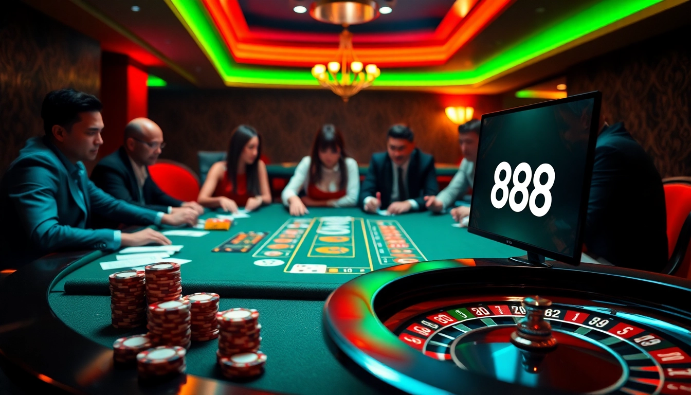 Experience thrilling gambling excitement at goo88's luxurious casino table with chips and cards.