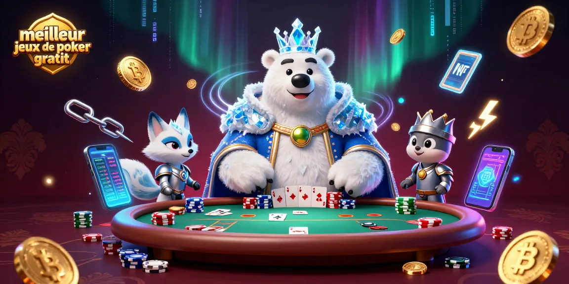 Jouer au meilleur jeux de poker gratuit sur une table animée entourée de personnages colorés.