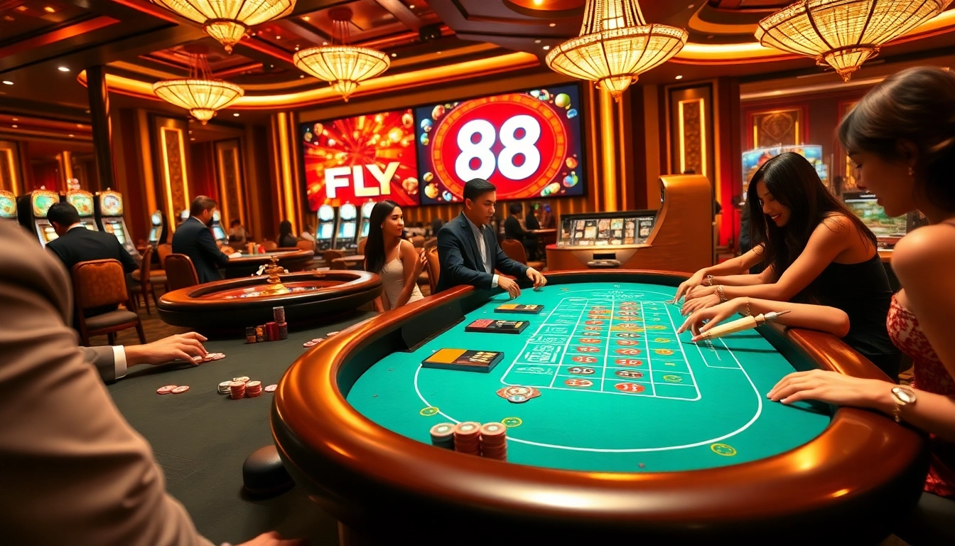 Experience the excitement of FLY 88 at luxurious casino tables with professional gameplay.