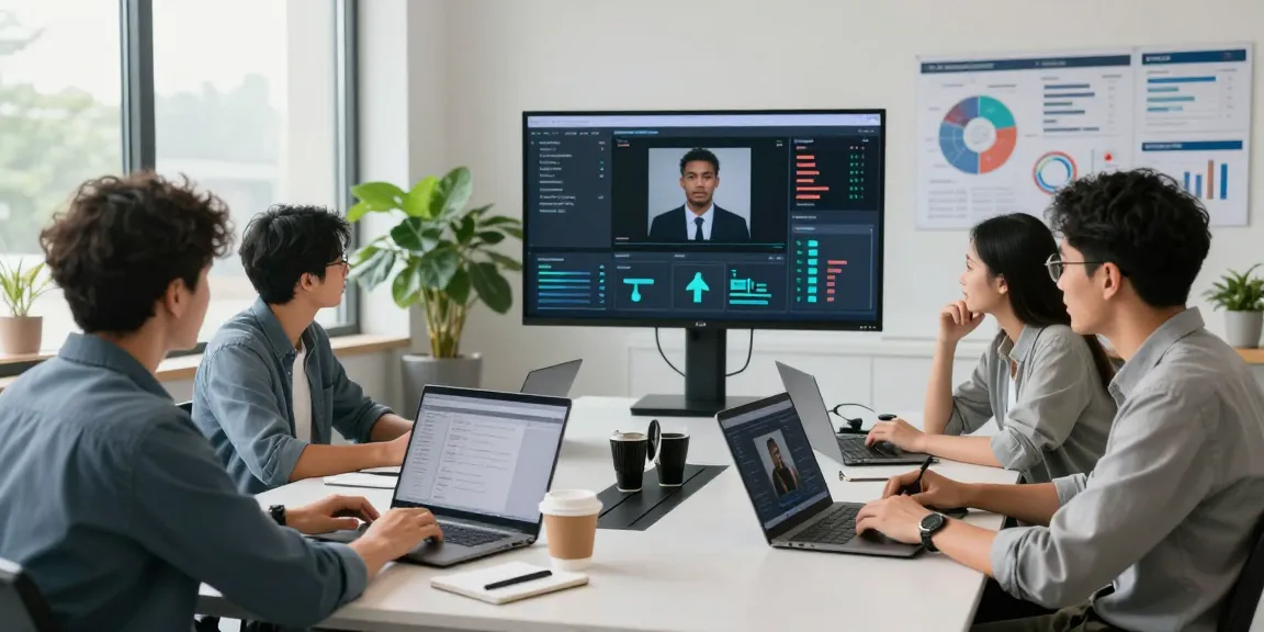 Detect AI images in a modern digital workspace with professionals analyzing content moderation metrics.