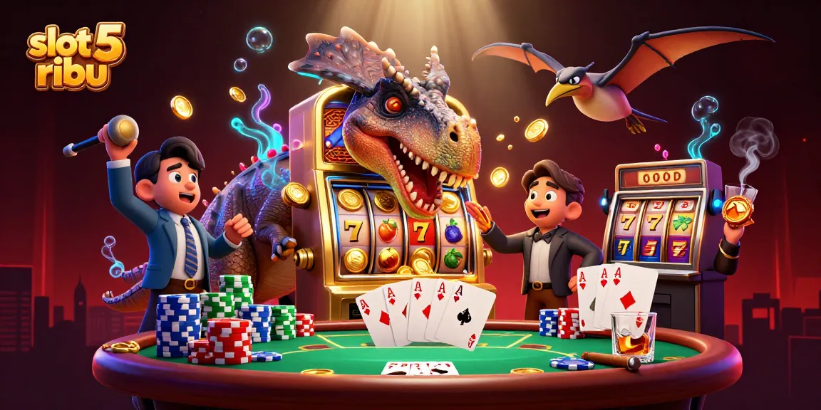 Experience the slot 5 ribu jackpot action with a dynamic cartoon scene of winning coins and playful characters.