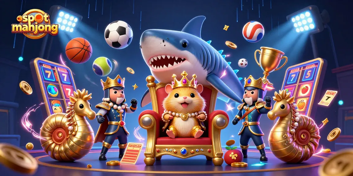 Experience thrill with slot mahjong in a vibrant casino scene featuring golden hamster king.