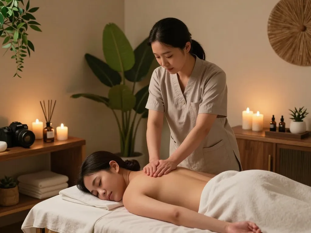 Therapist performing 서초스웨디시 massage in a serene spa environment, promoting relaxation and renewal.