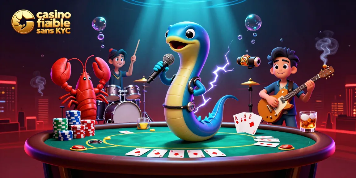 Jouez dans un casino fiable sans KYC avec une illustration pleine d'action de personnages colorés et joyeux.