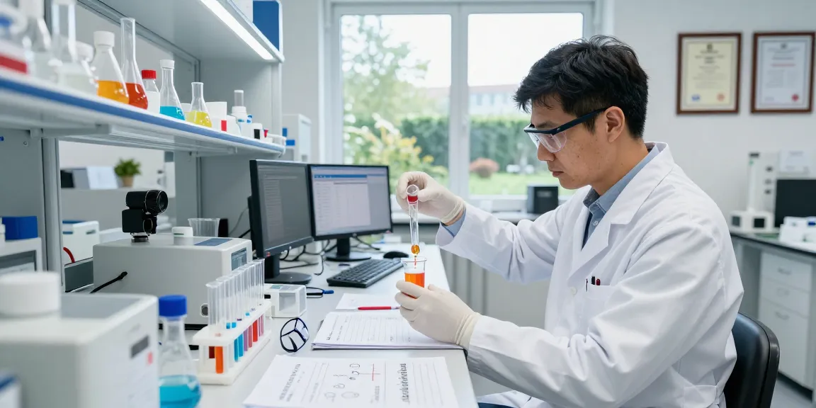 Researcher working with high-quality products from swiss chems labs in a modern laboratory.