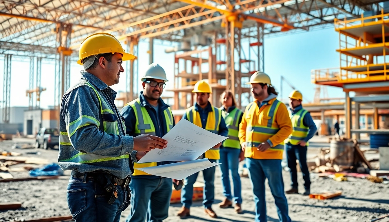 Collaborating workers on construction site represented in Carolina construction news.