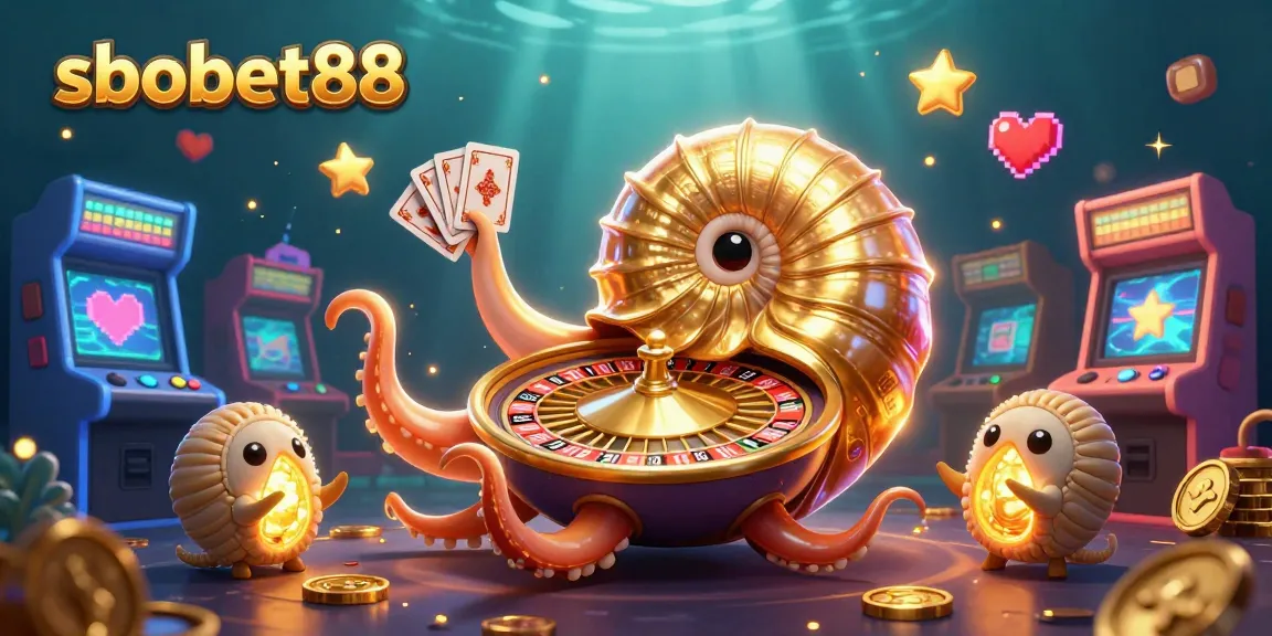 Experience thrilling gameplay with sbobet88 at this engaging casino scene featuring vibrant game elements.
