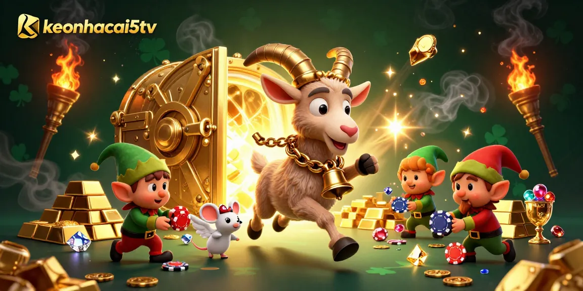 Experience thrilling gameplay at keonhacai5tv with cartoon Krampus in a festive casino scene.