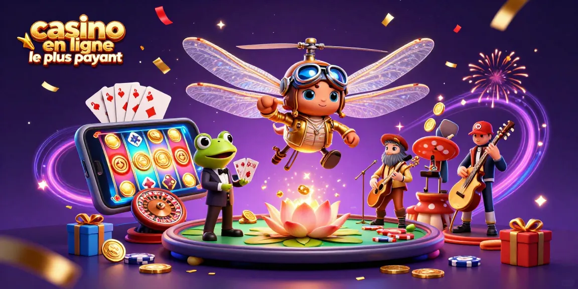 Profitez d'une expérience de jeu au casino en ligne le plus payant avec un pilote libellule et un croupier en grenouille.