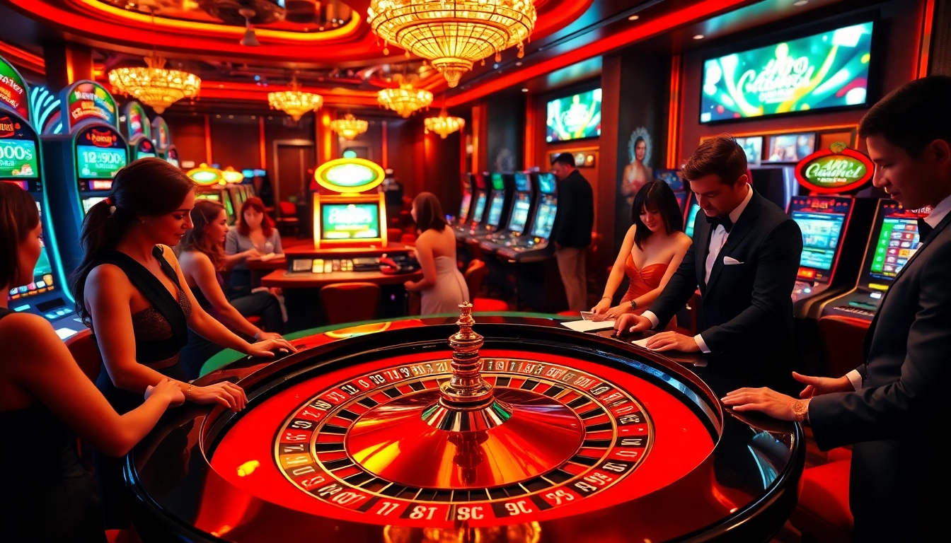 Découvrez l’excitation du meilleur casino en ligne 2026 avec des joueurs enthousiastes à une table de roulette.