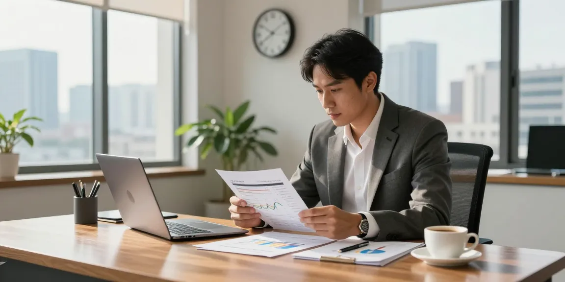 Consultant analyzing 신용카드현금화 strategies in a modern office setting, emphasizing financial expertise.