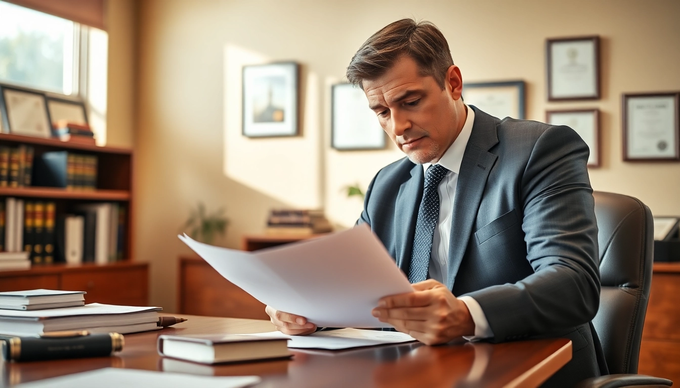 Truck accident attorney Clearwater consulting a client in a professional office setting.