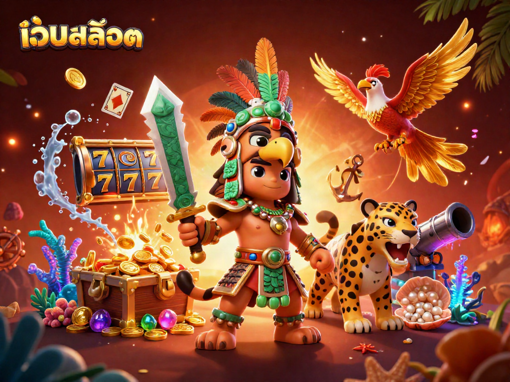 Play slot machines like เว็บสล็อต with Aztec warriors and treasure-filled backgrounds.