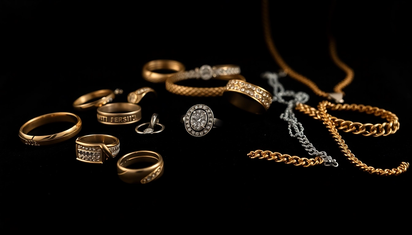 Showcase men’s jewelry collection on a dark backdrop, highlighting unique textures and designs.