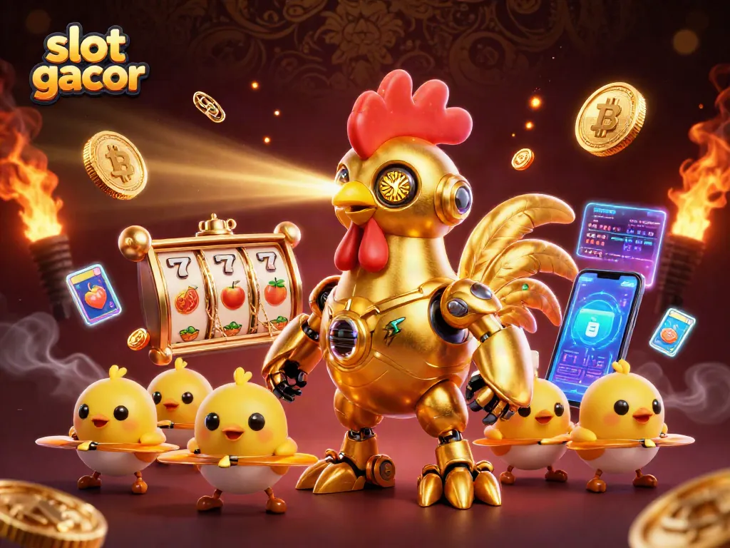 Win big with slot gacor in this vibrant 3D illustration featuring dynamic casino elements.