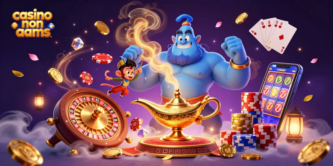 Esplora l'incantevole mondo dei casinò non AAMS con la nostra vivace illustrazione 3D che presenta elementi magici e giochi da casinò.