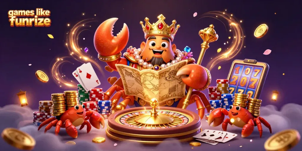 Play exciting games like funrize with vibrant 3D casino elements and golden treasures.