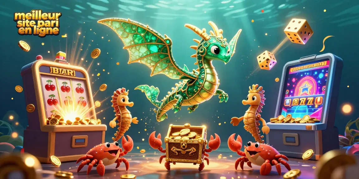 Meilleur site de paris en ligne avec dragon et coffre au trésor, ambiance de casino animée