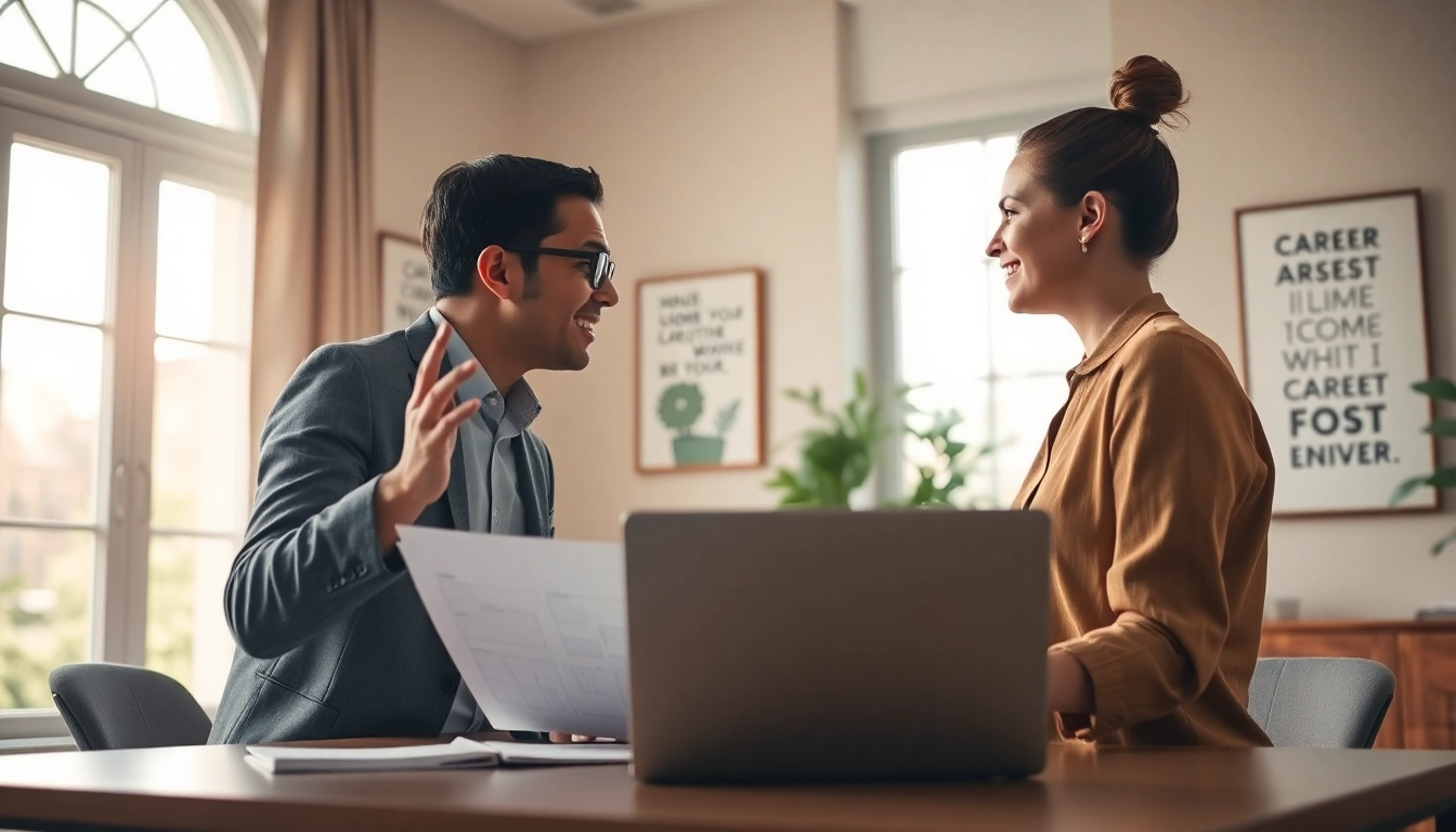 Find my true calling with a career coach in an inspiring office setting.