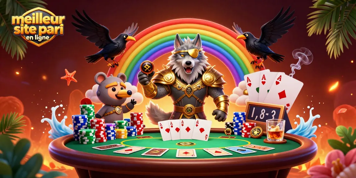 Pariez sur le meilleur site pari en ligne avec cette illustration dynamique de personnages de casino.