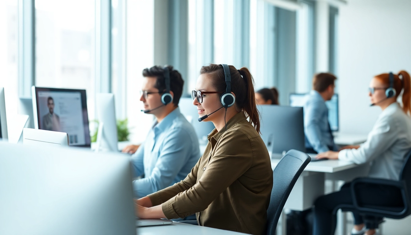 Engaged team providing business it support in a modern office setting, highlighting collaboration.