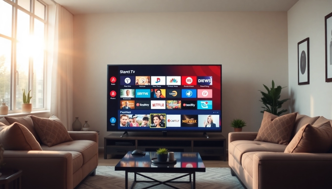 Experience premium Suisse IPTV with diverse channels showcased on a modern smart TV in a cozy setting.