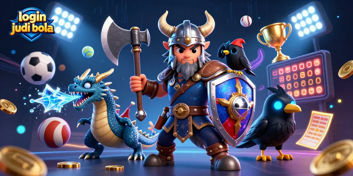 Engage in thrilling betting excitement with login judi bola, featuring dynamic 3D warriors and sports elements.