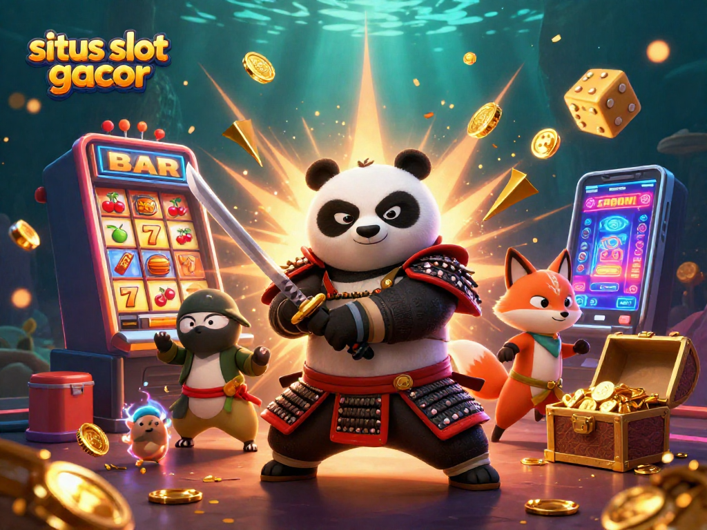 Experience the thrill of winning at situs slot gacor with an exciting 3D illustration of dynamic casino elements.