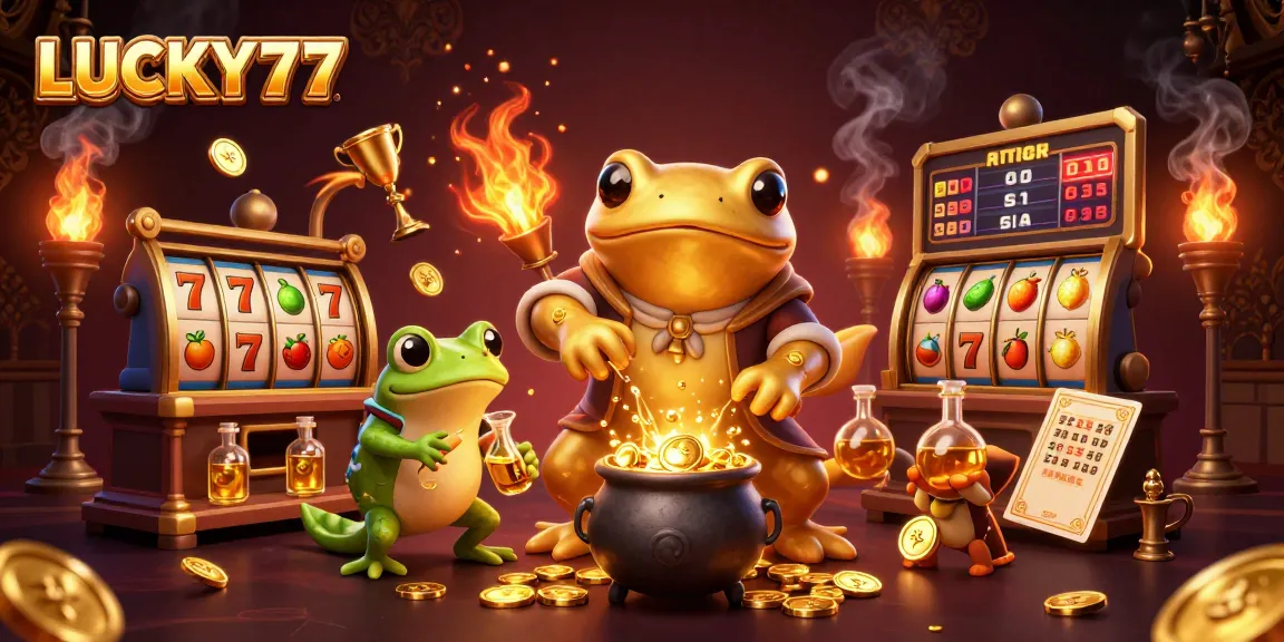 Experience the thrill of LUCKY77 with enchanting characters and vibrant casino elements.