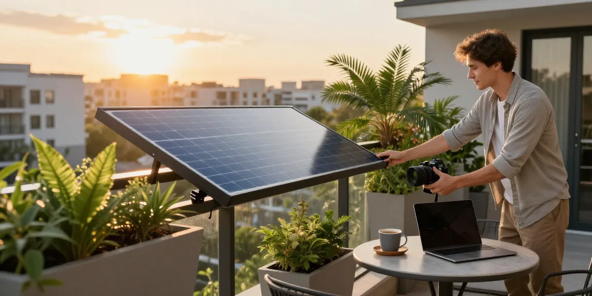 Homeowner installing a Balcony Solar panel on a modern balcony, enhancing eco-friendly living.