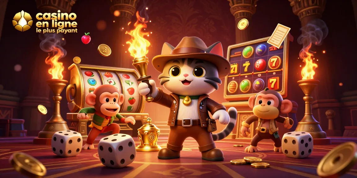 Découverte d'un artefact de casino en ligne le plus payant par un chat explorateur dans un temple.