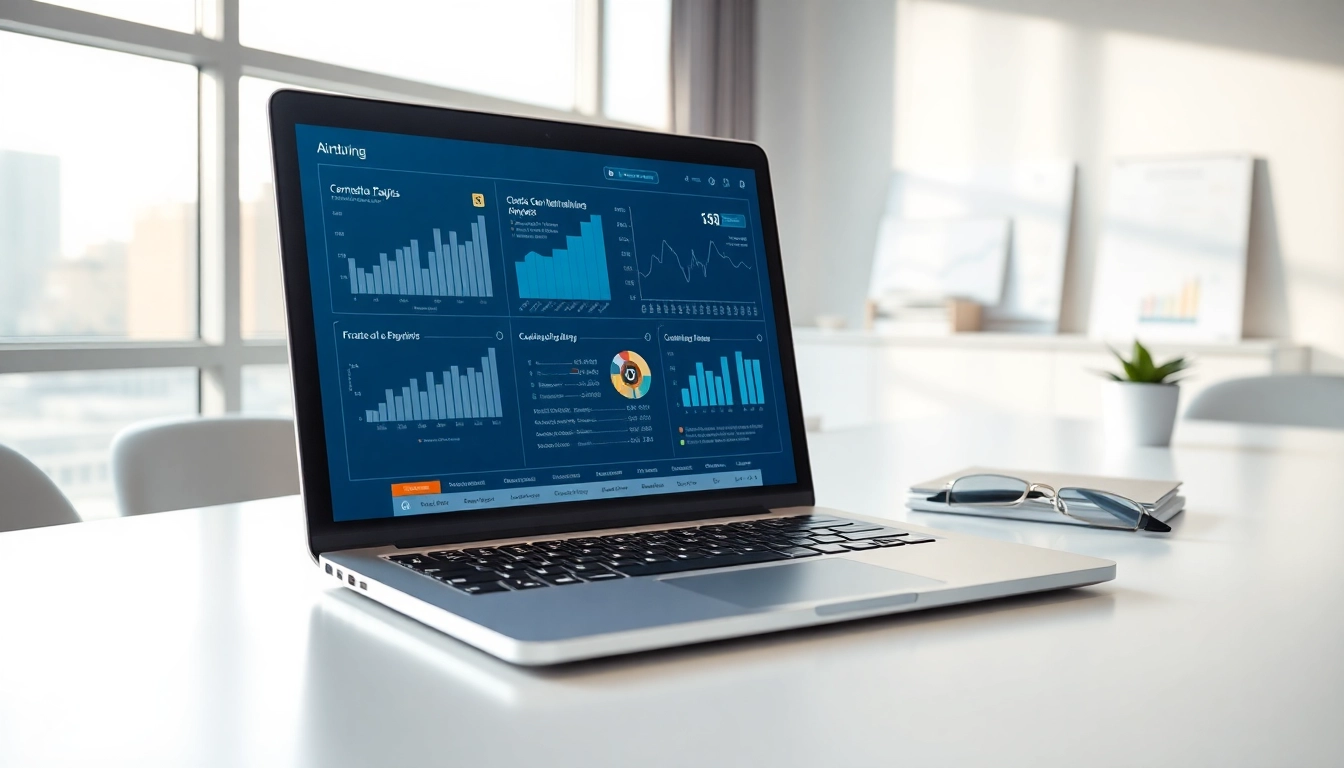 Utilize AI for competitor analysis in a high-tech workspace featuring data visualizations and algorithms.