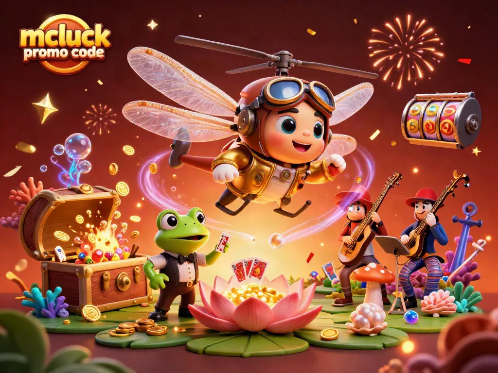 Spin the reels and discover bonuses with the mcluck promo code in this vibrant casino scene.