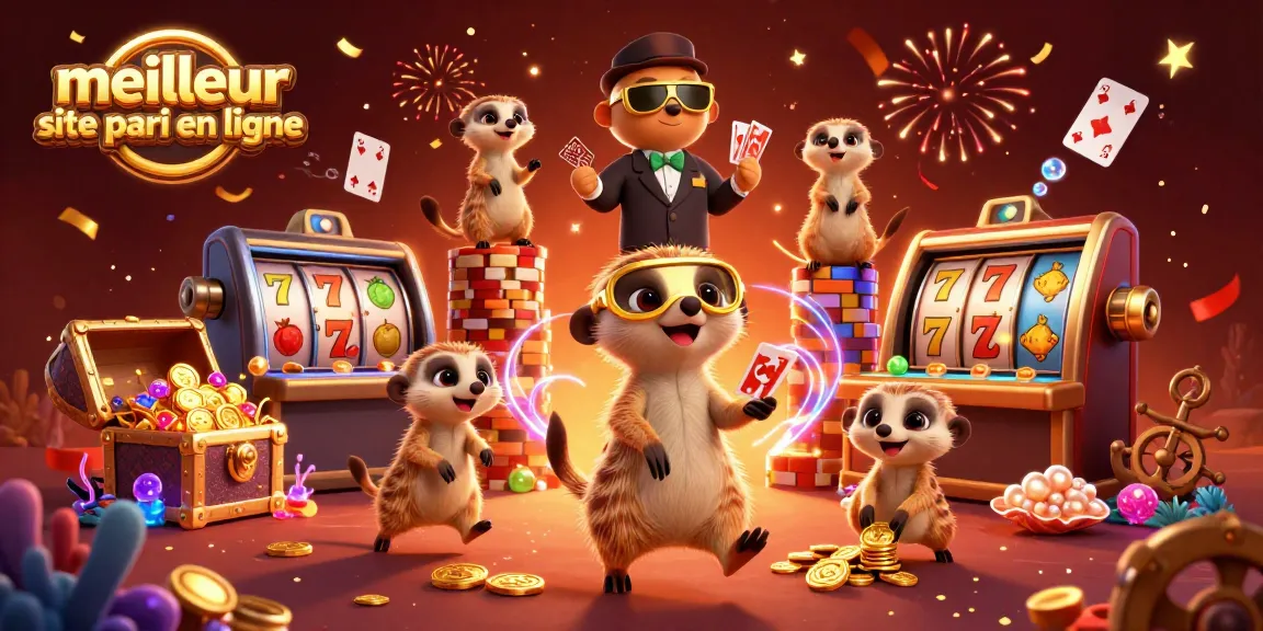 Visualisez le meilleur site pari en ligne avec une colonie de suricates gérant un casino animé rempli de jeux et de célébrations.