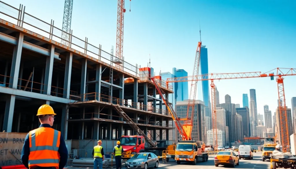 Manhattan General Contractor overseeing an active construction site in urban Manhattan.