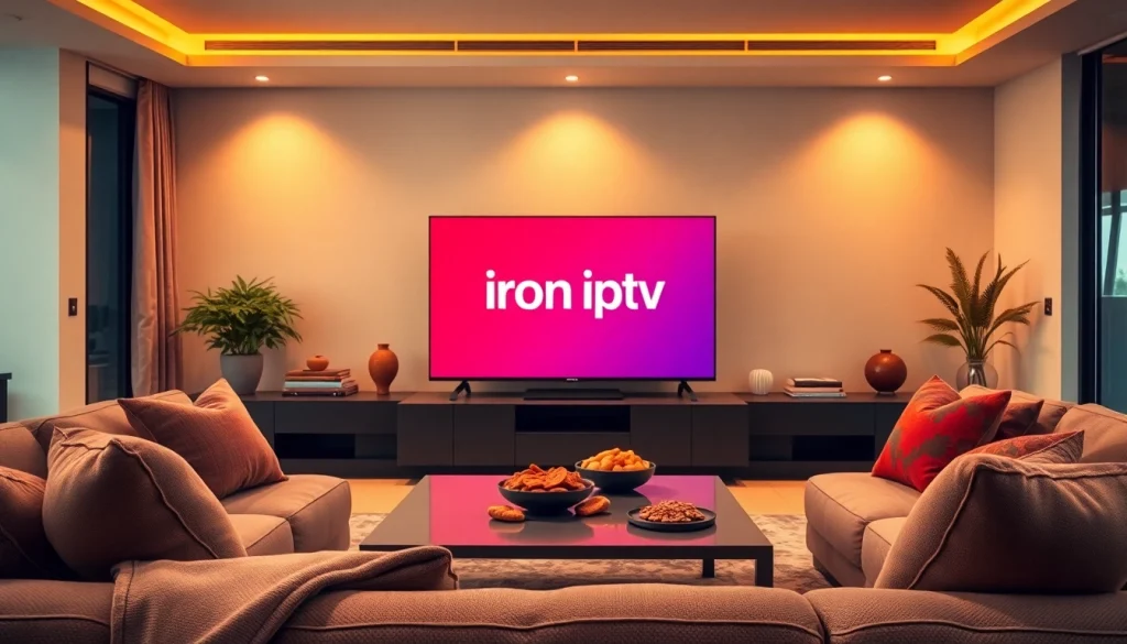 Enjoy watching "iron iptv" in a cozy, modern living room setup