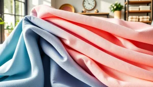 Katoen stof met zachte textuur en pastelkleuren in een stijlvolle setting.