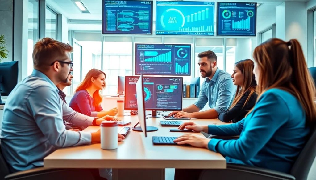 Tampa Bay Managed IT Services professionals collaborating in a modern office setting with technology.