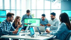Engage with WhatsApp Business CRM for effective customer relationship management in a collaborative office.