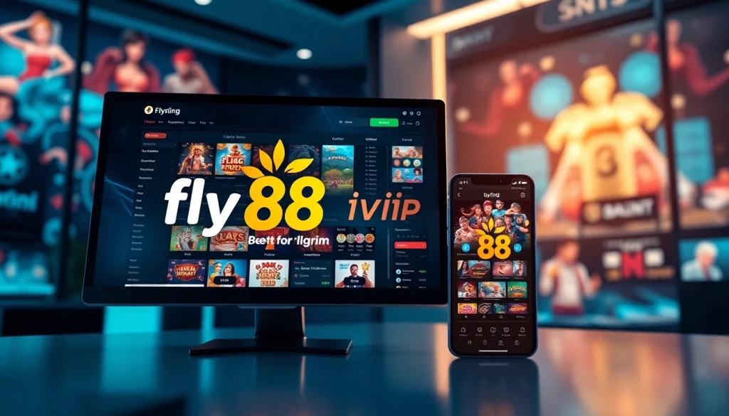 Engaging online betting scene showcasing fly88 vip with modern devices and exciting games.