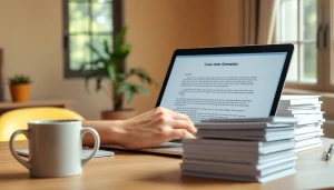 Create a compelling cover letter with effective Cover Letter Generation showcased on a laptop in a professional workspace.